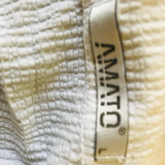 AMATO WEAR Textured White BUTTON-DOWN Short Sleeve SHIRT Size Large - Picture 9 of 12